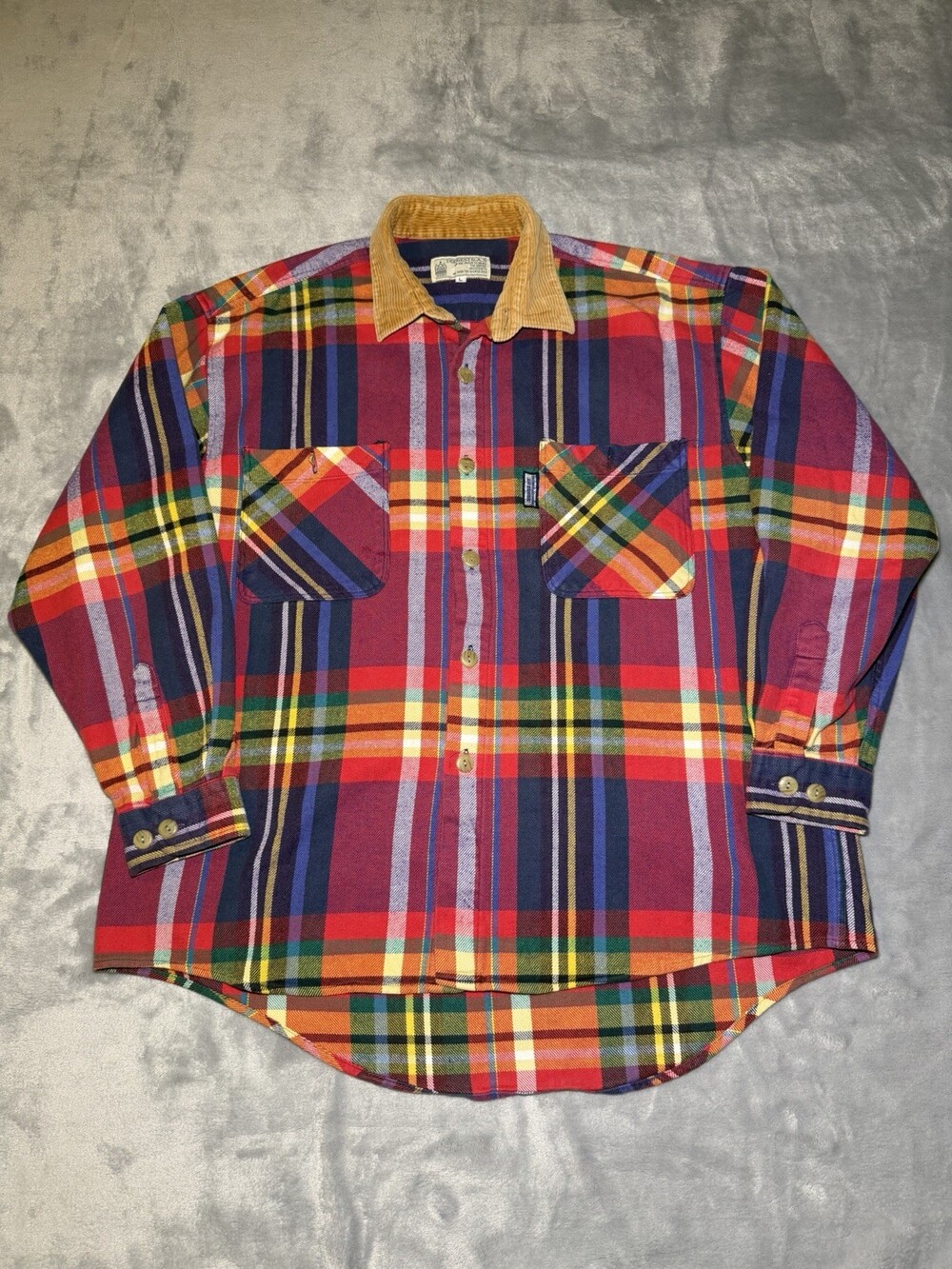 Vintage DodgeST Flannel Shirt Long Sleeve Button Up Colorful Warm Men’s Large 🔥